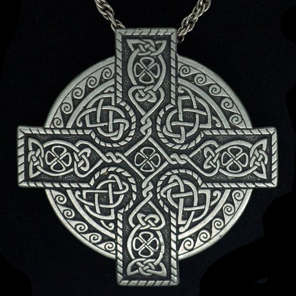 PEPI 2" PEWTER CELTIC KNOT CROSS NECKLACE - JNWE1 - Picture 1 of 5